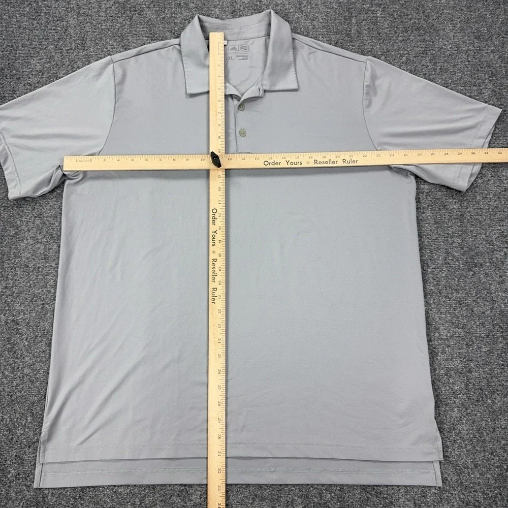 Adidas Polo Shirt Mens XL Gray Polyester Spandex Golf Stretch Tagless Athletic